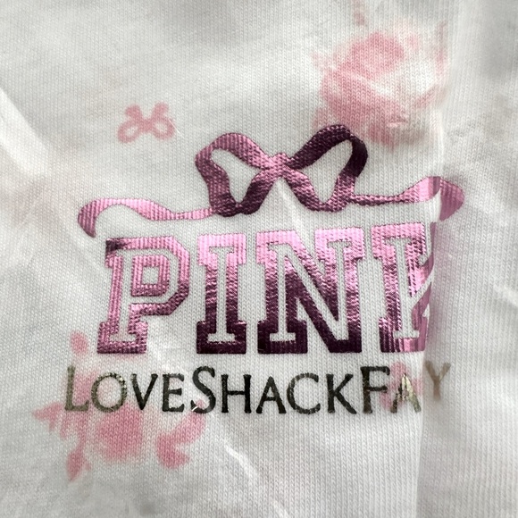 NWT 🌸PINK x LoveShackFancy🌸 Short Sleeve White Oversized Floral Tee Size S - Picture 7 of 13